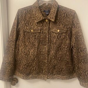 Chaps Tan Snake Print Jean Jacket